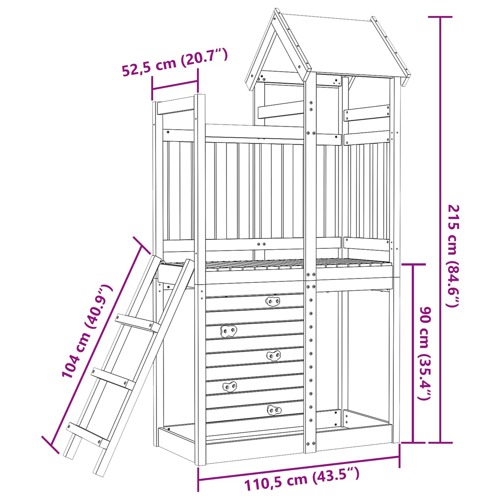 Speeltoren Bruin 110,5 X 52,5 X 215Cm Massief Douglas Hout